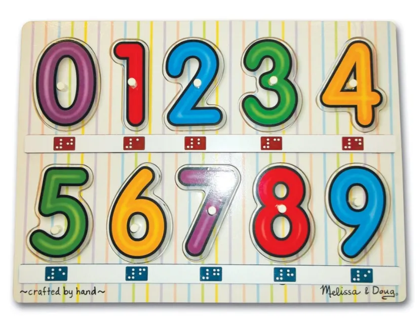 Rompecabezas táctil de números del 0 al 9 con marcas en braille de Melissa y Doug